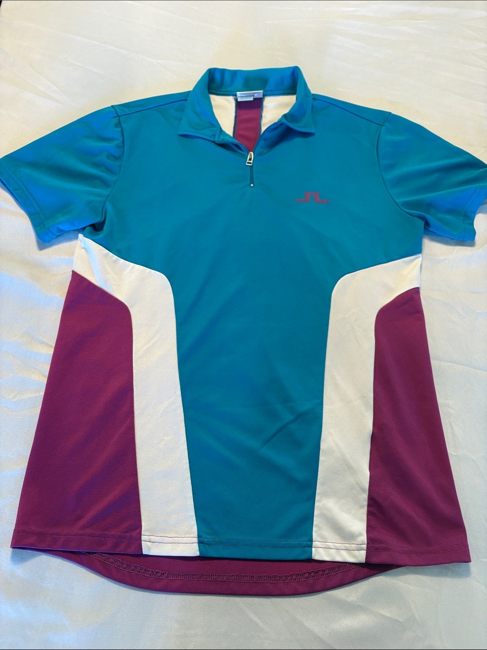 Men’s J.Lindeberg Teal, Plum & White Golf Polo
